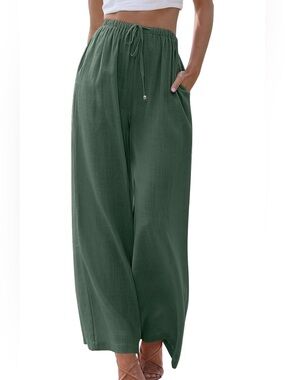 NWOT 💚 Wide Leg Drawstring Pants - Olive Green